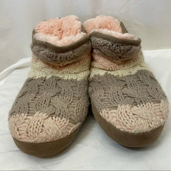 Muk Luks Tarn Knit Cozy Faux Fur Slippers New - Picture 7 of 10